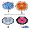 Umbrellas Newreverse Windproof Reverse Layer Inverted Umbrella Inside Out Stand Sea Drop Delivery Home Garden Household Sundries Dh8O7