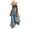 Casual Dresses Vacation Dress Bohemian Tie-dye Maxi With Low-cut Back Patchwork Hem Summer Beach Sundress For Women