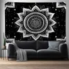 Arazzi Black Mandala Tapestry Wall sospeso Sandy Beach Trove Tenda da campeggio Materasso da viaggio Bohémien Tapestries