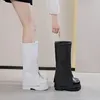 Boots Fujin 12,5 cm Chimney Geothe Super Cuir Women Bootes Knee High Platform Talon Talon Printemps Automne Feme Fashion Boot d'hiver