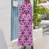 Lässige Kleider Barock Blumendruckkleid Langarm Vintage Böhmen sexy Maxi hoher Nacken Stylish Boho Beach Geburtstagsgeschenk