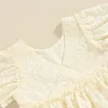 Clothing Sets Baby Girl Vacation Outfits Set Short Sleeve Lace Flower Tops Ruffled Hem Elastic Waist Velvet Bloomer Shorts Beach Boho