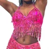 Wear Wear Women Belly Dance Sequin Pift Fringe Top Nightclub Performance Performance Halter Bra Show Costumes