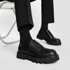 Sapatos casuais Couro masculino 2024 Trabalho de plataforma robusta Autumn Autumn Outdoors Lar