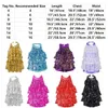 Kids Halter Sequins Shiny Sequins Gymnastique Shorty Unitards Dress Girls Ballet Leotard Stage Performance Latin Jazz Jazz Dance Costume 240412