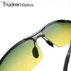 Güneş gözlükleri Trudren Erkek Alüminyum Spor Yeşil ve Sarı Güneş Gözlüğü Gündüz ve gece sürüşü için tasarlanmış Polarize Anti Polarize Güneş Gözlüğü 5933XW