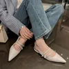 Chaussures décontractées 2024 Fashion Femmes Sandales pointues Deux chaussures de boucle de ceinture Spring Summer Slingback Mary Jane Single Shoe Females