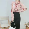 Women's Blouses Women 2024 Spring And Summer Long-sleeved Ruffled Retro Lace Printed Shirt