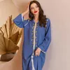 Etniska klädstödmoja Moubarak elegant muslimsk huva långärmad formell klänning Abaya hatt femme marockansk kaftan pakistan hijab islam kvinnor