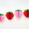 Party Decoration Strawberry Ball Tissue Craft Honeycomb Paper Balls Strawberry-tema Dekorationer Set 10 rosa för en