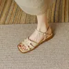 Scarpe casual krazing pentola naturale in pelle naturale peep toe tacco basso estate signore quotidianamente indossare fibbia per il tempo libero cinturino da donna classico sandali l73