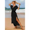 女性夏夏の薄い水着カーディガンビーチルーズレースアップドレス海辺の日焼け止め服ロングブラウス