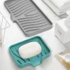 Gerichte Selbstentleer Seifenstangenhalter Silikon Küchenspüle Seifenschale Schwamm Tablett Caddy Organizer für Schüssel Seifenspender