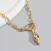 Advanced metal snake necklace with diamond inlay retro and elegant light luxury style collarbone chain new for women wearing AB202