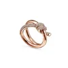 Band Rings 4 Color Designer Ring Ladies Rope Knot Luxury With Diamonds Fashion For Women Classic Jewelry 18K Gold Plated Rose Wedding Dhx45