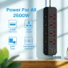 PROGDS PROTECTION DE LA BRAINE DE POWER 2500W avec 4 ports de charge USB Universal Swich 4 USB Câble d'extension USB C 1,97M