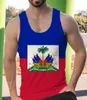 Herentanktops Haïtiaanse vlag Mouwloze tanktop T-shirt Franse Haïtiaanse Republiek Modieuze en leuke Haïtiaanse vlag T-shirt National Emblem T-shirtl2404