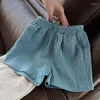 Shorts Fashion Solid Color Kids Case Girls Pants Cotton Linen Elastic Children Boys Boys Summer 0-5 Years