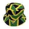 Breda brimhattar Bucket Bocca Jamaica Hat Flag Panama Fisherman Mens and Womens National Tryckt Double Reversible Summer Bob Gorilla Q240427