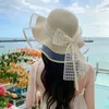 Breda randen hattar hink kvinnor vår/sommar mode stora takfot stråhatt solskade och solskyddsmedel sol utomhus strand trendig q240427