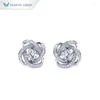 Stud -oorbellen Tianyu Gems Silver 925 Diamant voor vrouwen 5,0 mm Moissanite 18K Wit goud vergulde elegante bruiloftsjuwelen