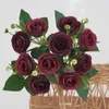 Fleurs décoratives 1pc Silk Artificial Tea Bourn Rose S Mariage de Noël Décoration de Noël Couronnes Bouque Bouque Jardin Home Vase DIY CADE