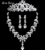 Bride Diaries Colore argento Crystal Crystal Butterfly Tiara Bridal Set Set di dollari Orecchini di collana Croona di corone D181010021294458