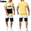 2024 Utländsk handel Sommaren Summer Mäns plus-storlek Fritid Sports Breatbar Thin Suit Men's Color Matching T-Shirt Set In Stock
