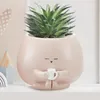 Vases Patio Plante Pot Resin Hold Tobe Face Flowerpot Planter de cactus succulent avec un trou de drainage des plantes extérieures intérieures