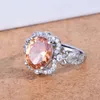 Clusterringe 2024 Farbe Schmuck Schöne Orangenstein Fanta Padparadscha Simulation Edelstein offener Ring für Frauen