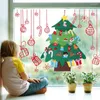 Weihnachtsdekoration DIY Filzbaum für Kinder Kinder mit abnehmbaren Cartoon -Ornamenten Jahr Weihnachtsfenstertür Wand Hanging Dekor M6ce