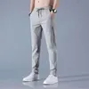 Ice Silk Casual Pants voor heren zomer Ultradunne losse rechte been sporten, ademend en snel drogende elastische lange broek voor heren in de zomer