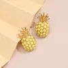 Studörhängen Rhinestone Zircon inlaid ananas Creative Color Fashion Cute Pearl Women's Jewelry