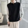 Herrenwesten weiße Mann Kleidung Weste Schwarz gestrickte Pullover für Männer Business Weste ärmellose gegen Nacken Baumwolle Elegant S Koreanischer Stil Sheap a