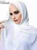 Bandanas Durag Classic Muslim Girl Chiffon Headband Womens Long Headband Womens Wedding Bodband Veil 180 * 70cm pannband 240426