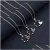 Hangende kettingen 1 pc eenvoudige geometrische ronde cirkel vlinderbloem bloem zirkoon slik ketting diervliegende bijen dragonfly insect druppel dhtfs