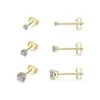 Étalon aide 3pcs 2 mm 3 mm 4mm 925 Silter Silver Ins Zircon Boucles d'oreilles 18K Mini mini minimalisme boucles d'oreilles Fine Jewelly Party Gift D240426