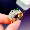 Cluster anneaux kjjeaxcmy beaux bijoux naturels diopside 925 argent sterling luxe hommes ajusté