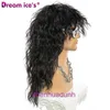 Fashion Mens Medium and Long Curly Hair Rock Performance Hip Hop Chemical Fiber Matte Natural Wig Headgear