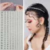 Tattoo Transfer 1 Sheet Hair Facial Rhinestone Mix Size Colorful Pearl Eyebrow Sticker 3D Face juveler Självhäftande Diamond Fairy Beauty Makeup 240427