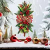 Decoratieve bloemen Winter Kerstmiskrans swag glanse kerstdecoratie trap krans met lichte touw muurraam hangend ornament voor thuis