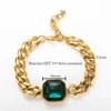 Bracelets de charme en acier inoxydable fille incrustée verte zircon plaqué 18k d'or de la Saint-Valentin Bracelet de camarade de classe