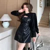 Casual Dresses Q-W Adies Japanese Streetwearrsvppap Officials Store Sexy Suit Ultra Short Sweater Shawl High Waist Crimp Backless Strap