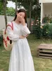 Vestidos casuais Superaen 2024 White Lace Hollow Out Spring Women Korean Design Style