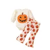 Set di abbigliamento set di zucca per bambini toppin a maniche lunghe e pantaloni set di testa per 1-12 mesi.