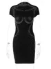 Hugcitar Shine cekinowy czarny krótki rękaw Elegancki seksowny bodycon mini modne sukienka Summer Women Fashion Club Club 240425