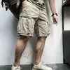 Shorts masculinos homens de verão novo casual vintage clássico bolsos de calas de cargas homens moda moda algodão cor sólida respirável shorts masculinos d240426