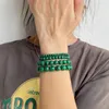Beaded Natural Green Green Peacock Stone Bracelet 4/6/8/10 mm Handgemaakt Round Bead Parage Energy Yoga Mens Jewelry