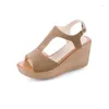 Casual Shoes Velvet Female Sandal Buckle 2024 Women's Open Toe Clogs Wedge Suede Girls Comfort Summer Peep Fashion Strap Platform B