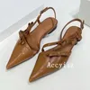 Casual Shoes Pointed Patent Leather Sandals Flat Sole Solid Color Bow Design Ankle Strap Sandalias Spring Autumn Daily Dress Versatile